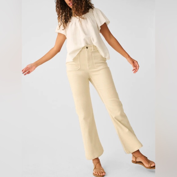 FAHERTY WOMENS STRETCH TERRY WIDE LEG PANT FRONT PATCH POCKETS SIZE 30 - Picture 1 of 9